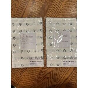 Ballard Designs Pillow Standard Sham Haven Metallic Block Print Set of 2 New